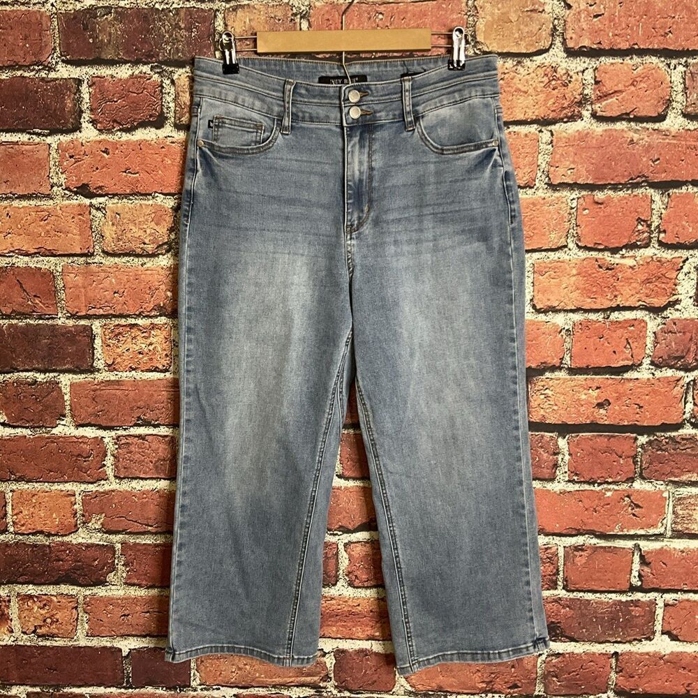 Judy Blue Jeans Womens 13/31 Blue Wide Leg Crop Stretch Denim Preppy